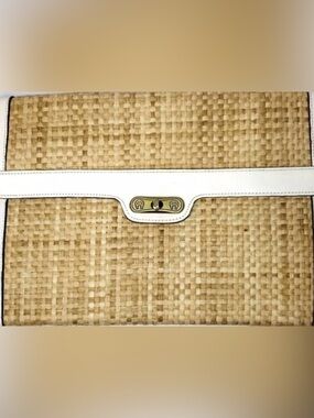 Handmade Vintage Etienne Aigner Straw & Leather Clutch E spaceUC